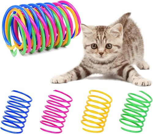 Gehanico Katzenspielzeug, breite bunte Federn, interaktives Spielzeug, um die Zeit zu vertreiben und fit zu halten, Kunststoff-Spiralfedern, buntes kreatives Spielzeug, langlebig, weich, Gehanico Katzenspielzeug, breite bunte Federn, interaktives Spielzeug, um die Zeit zu vertreiben und fit zu halten, Kunststoff-Spiralfedern, buntes kreatives Spielzeug, langlebig, weich, von Gehanico