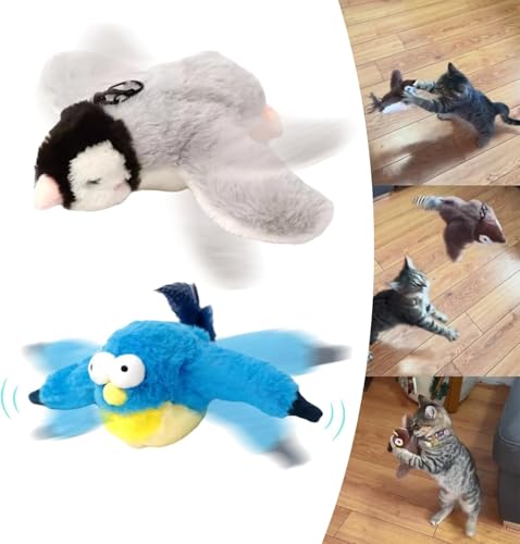 Gehanico Katzenspielzeug, interaktives Zwitscher-Vogel-Katzenspielzeug, Katzenspielzeug für gelangweilte Indoor-erwachsene Katzen, fliegende Vögel, Katzenspielzeug, fliegende Simulation, elektrischer von Gehanico