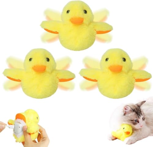 Gehanico Katzenspielzeug, wiederaufladbar, flatternde Ente, interaktives Katzenspielzeug, wiederaufladbar, weich, niedlich, mit lebensechtem Quackgeräusch für drinnen und draußen, 3 Stück Gehanico Katzenspielzeug, wiederaufladbar, flatternde Ente, interaktives Katzenspielzeug, wiederaufladbar, weich, niedlich, mit lebensechtem Quackgeräusch für drinnen und draußen, 3 Stück von Gehanico