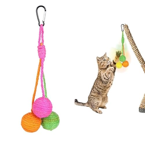 Gehanico Katzenspielzeug Sisalball, Kaubarer Kratzbaum für Kätzchen, Interaktives Rollball Kratzkatzenspielzeug, Kitten Spielzeug mit Hängenden Ball Spielzeug für Kätzchen, Welpen (Pink) von Gehanico