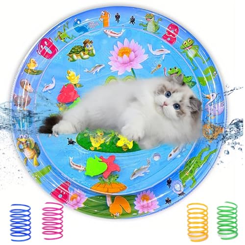 Gehanico Sensorische Wassermatte für Katzen, 2024, Kätzchenspielzeug mit 4 Federspielzeugen, Kühlmatte für den Sommer, sensorische Spielmatte für Katzen, interaktives Katzenspielzeug für heiße Gehanico Sensorische Wassermatte für Katzen, 2024, Kätzchenspielzeug mit 4 Federspielzeugen, Kühlmatte für den Sommer, sensorische Spielmatte für Katzen, interaktives Katzenspielzeug für heiße von Gehanico