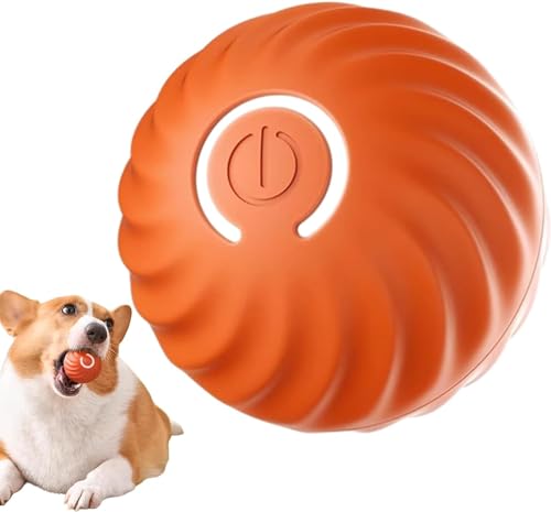 Gehanico Smart Interaktives Katzenspielzeug Selbstrollender Ball Interaktiver Hundeball Selbstdrehender Power Ball Katzenspielzeug mit 2 Modi Wiederaufladbarer interaktiver Katzenball (Orange) von Gehanico