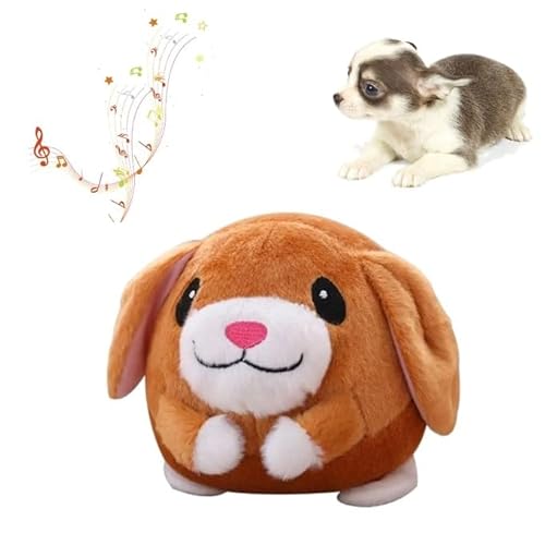 Gehanico Springball für Haustiere USB wiederaufladbar Cartoon Schwein Puppenball Elektrische Interaktion Singen Quietschspielzeug Hüpfendes Schwein für Hunde, Automatisch (Hunde) von Gehanico