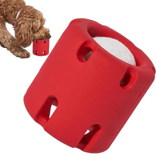 Gehanico Tennis Tumble Puzzle Hundespielzeug Interaktives Hundespielzeug aus Naturkautschuk Bissfestes Hunde-Puzzle-Ballspielzeug Unzerstörbares Kau-Gummi-Tennisbälle für Hunde (Rot) von Gehanico