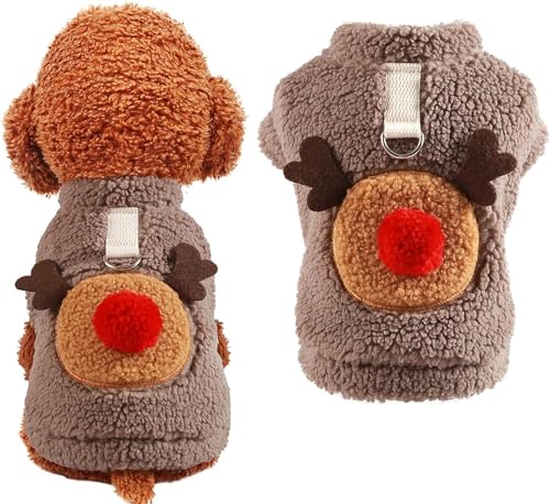 Gehanico Weihnachten Hund Kleidung für kleine Hunde Santa Hund Kostüm Haustier Weihnachtslamm Fleece Kleidung Puppy Costume Hundepullover aus Fleece (L,Orange) von Gehanico