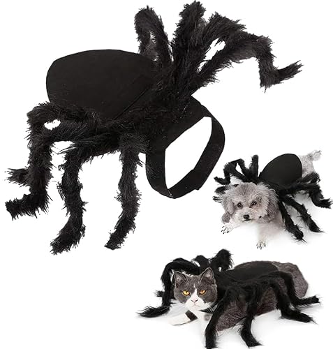 Halloween Spinnenkostüm für Hund Katze Plüsch Spinne Kostüme Hunde Katzen Urlaub Kostüm Dekoration Pet Kostüm Cosplay Party Halloween Special Events Kostüm für Kleine Mittelgroße Haustier (M) von Gehanico