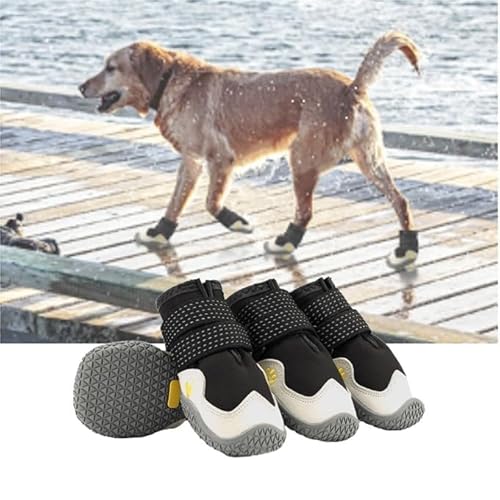 Hunde Socken Anti Rutsch Weicher Verstellbarer Pfotenschutz für Alter Hund für den Innenbereich auf Hartholzböden Doppelseitige Griffe (4,Schwarz) von Gehanico