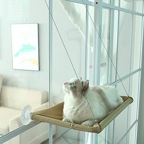 Katzenhängematte, Haustier-Hängebett, Fenstermontage, Katzensalenhängematte, Katzenbett, Fenster mit 4 starken Saugnäpfen, stabiles, platzsparendes Design, für Indoor-Katzen bis zu 20 kg, 55 x 35 cm von Gehanico