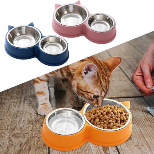 Katzennäpf Hundenapf Futternäpfe Katzen Hunde Futternapf Katzen rutschfest Edelstahl Futterschüssel Katze Futternapfkatze katzenschüssel Set Futterschüsseln Haustier (orange) von Gehanico