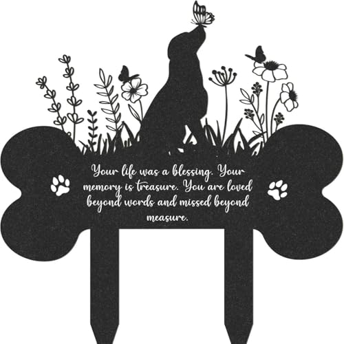 Metall-Gedenkstätte für Hunde, Garten, Haustier-Grabschmuck für Friedhof, Haustiere, wasserdicht, Grabstäbe, Plakette, Haustiergarten, Grabsteine (1 Stück) von Gehanico