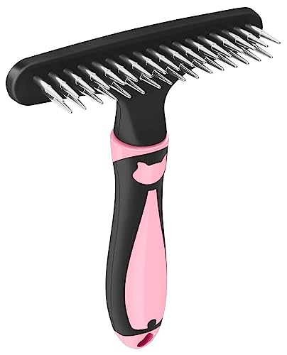 Pet Grooming Brush Carpet Restoration Carpet Rake Hair Cleaner Suitable for Rug and Carpet Undercoat Rake Comb for Dogs and Cats Slicone Handle Deshedding Brush (Pink) von Gehanico