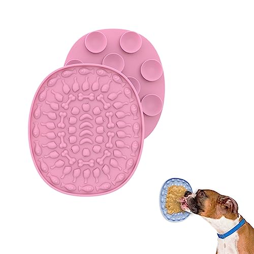 Pet Lick Pad Slower Feeder Pad Cats Dog Mat Feeding Licking Mat Pet Bathing Distraction Pads Silicone Dispenser for Bathing Grooming and Training (Pink) von Gehanico