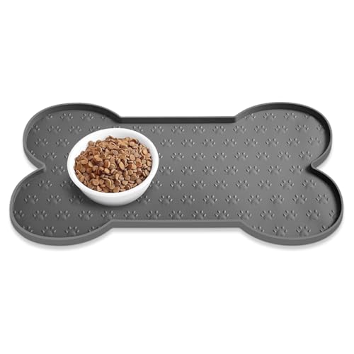 Silikonmatte Napfunterlage rutschfest Futtermatte Auslaufsicherer für Napfunterlage Katzen Hundenapf Unterlage Futter- und Wassernäpfe (Grau) von Gehanico