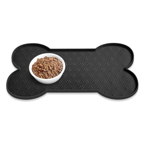 Silikonmatte Napfunterlage rutschfest Futtermatte Auslaufsicherer für Napfunterlage Katzen Hundenapf Unterlage Futter- und Wassernäpfe (Schwarz) von Gehanico