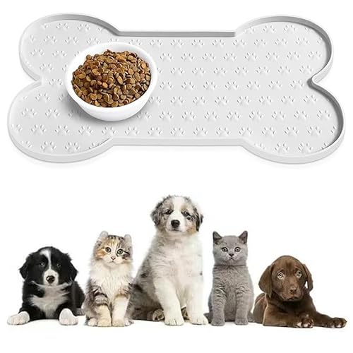 Silikonmatte Napfunterlage rutschfest Futtermatte Auslaufsicherer für Napfunterlage Katzen Hundenapf Unterlage Futter- und Wassernäpfe (Weiß) von Gehanico