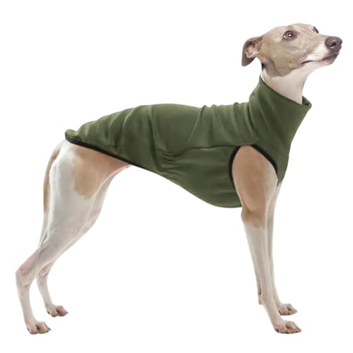 Whippet Mantel Schmutziger Mantel Whippet-Kleidung Warme Hundeweste, Geeignet für Mittelgroße und Große Hunde (L,Grün) von Gehanico