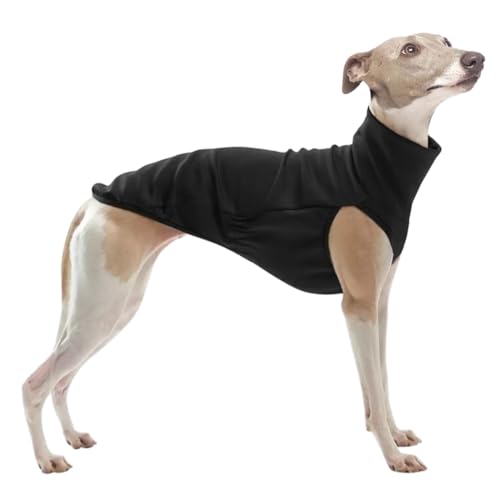Whippet Mantel Schmutziger Mantel Whippet-Kleidung Warme Hundeweste, Geeignet für Mittelgroße und Große Hunde (L,Schwarz) von Gehanico