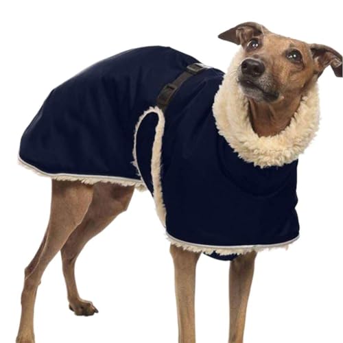 Whippet Mantel Whippet Windhund Fleece Gefütterte Hundejacke Hundemantel Winter Dick Warm wasserdichte Dicke Hundejacke Kleidung Geeignet für Welpen Kleine Mittlere Große Hunde (Blau,3XL) von Gehanico