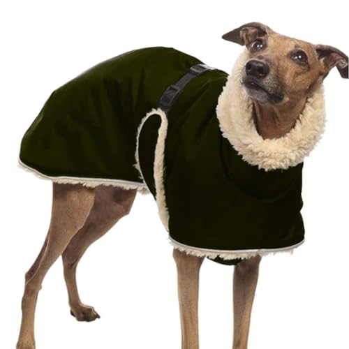 Whippet Mantel Whippet Windhund Fleece Gefütterte Hundejacke Hundemantel Winter Dick Warm wasserdichte Dicke Hundejacke Kleidung Geeignet für Welpen Kleine Mittlere Große Hunde (Grün,2XL) von Gehanico