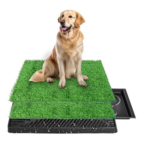 Hundetoilette für den Innenbereich, Welpentoilette, Training, künstliches Gras, für Hunde, 63,5 x 50,8 cm, mit herausnehmbarer, leicht zu reinigender Schale und 2 ungiftigen künstlichen Gras-Pads von Gekufa