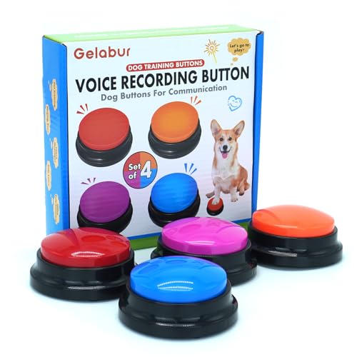 Gelabur Set von 4-Hundetasten für Kommunikation, Voice Recordable Tasten für Klassenzimmer, Hundetraining sprechende Tasten Starter Set, Haustier Easy Speaking Buttons Tools von Gelabur