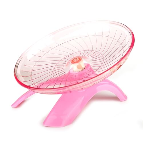 Hamsterrad mit fliegender Untertasse, superleises Hamsterrad, Kunststoff, stabiles Haustier-Trainingsrad, rutschfest, leises Laufrad für kleine Haustiere (Rosa) von Gelishan