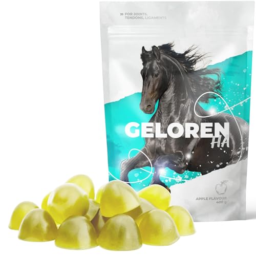 Geloren Pferdezusätze für Gelenke HA - Hyaluronsäure - Natürliche Geleewürfel für Pferde, zur Versorgung von Bändern und Gelenken Apfel 450g von Geloren