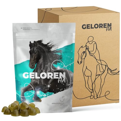 Geloren Pferdezusätze für Gelenke HA - Hyaluronsäure - Natürliche Geleewürfel für Pferde, zur Versorgung von Bändern und Gelenken Apfel 3x450g von Geloren