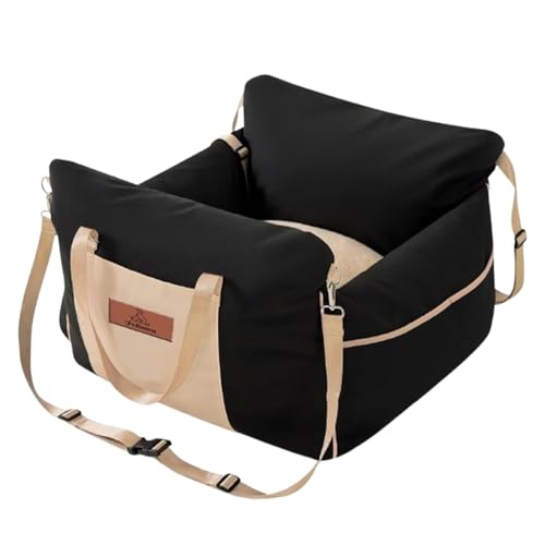 Hundesitz Auto Kleine Hunde Unter 11kg, Tragbares Hunde Autositz Rückbank mit Staufächern, Waschbarer Abnehmbar Verdickter Memory Foam Füllung Hundekorb mit Ansteckbarer Sicherheitsleine, 58x56x33cm von GeluEla