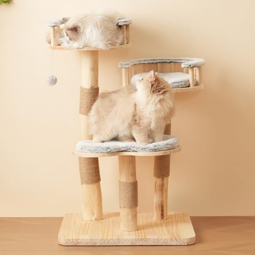 Designer-Kratzbaum aus Massivholz, mit 3 Sprungbrettern, abnehmbaren Polstern und Spielzeugbällen, Wolkenform – natürlich, umweltfreundlich, nachhaltig, Kratzbaum. Designer-Kratzbaum aus Massivholz, mit 3 Sprungbrettern, abnehmbaren Polstern und Spielzeugbällen, Wolkenform – natürlich, umweltfreundlich, nachhaltig, Kratzbaum. von Gelukueub