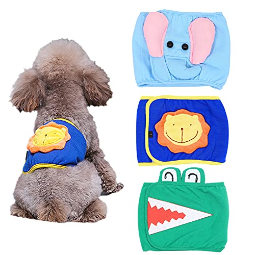 Geluode Hundewindeln für männliche Hunde, wiederverwendbar und waschbar, niedliches Design, weich, für kleine und mittelgroße Hunde, 3 Stück Geluode Hundewindeln für männliche Hunde, wiederverwendbar und waschbar, niedliches Design, weich, für kleine und mittelgroße Hunde, 3 Stück von Geluode