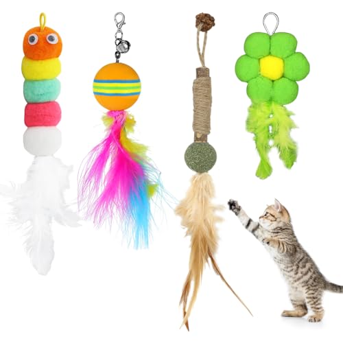 Katzenspielzeug, interaktives Katzenspielzeug, Ersatzminen, 4 Stück, 4 verschiedene Katzenfedern, Spielzeug, Blumenfedern, Regenbogenbälle, Raupe, Silvervine Kätzchen, Spielzeug für Katze, Kätzchen, Katzenspielzeug, interaktives Katzenspielzeug, Ersatzminen, 4 Stück, 4 verschiedene Katzenfedern, Spielzeug, Blumenfedern, Regenbogenbälle, Raupe, Silvervine Kätzchen, Spielzeug für Katze, Kätzchen, von Geluode