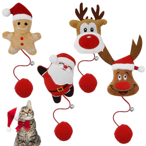 Katzenspielzeug Weihnachten,Interactive Cat Toy mit Glocke 4Stück,Weihnachten Weihnachtsmann Kitten Plüsch Katzenminze Spielzeug Für Indoor Cats Katzen Spiel Katzenspielzeug Weihnachten,Interactive Cat Toy mit Glocke 4Stück,Weihnachten Weihnachtsmann Kitten Plüsch Katzenminze Spielzeug Für Indoor Cats Katzen Spiel von Geluode
