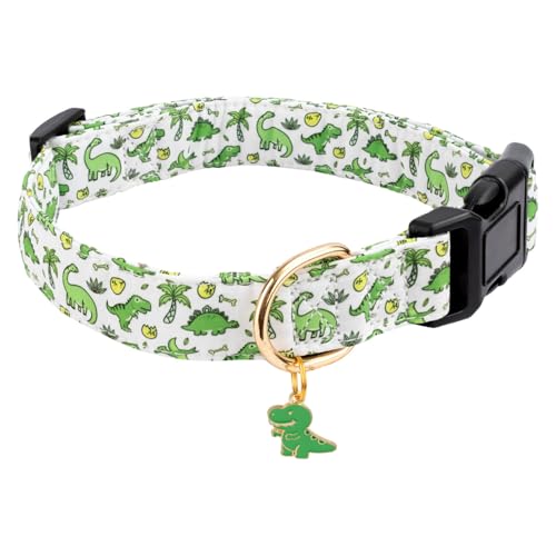 Gelwoo Hundehalsband aus Baumwolle, weich und niedlich, Welpenhalsband mit Dinosaurier-Muster, für Mädchen, weibliche und Jungen, verstellbare Schnalle, Haustierhalsband für kleine, mittelgroße und Gelwoo Hundehalsband aus Baumwolle, weich und niedlich, Welpenhalsband mit Dinosaurier-Muster, für Mädchen, weibliche und Jungen, verstellbare Schnalle, Haustierhalsband für kleine, mittelgroße und von Gelwoo