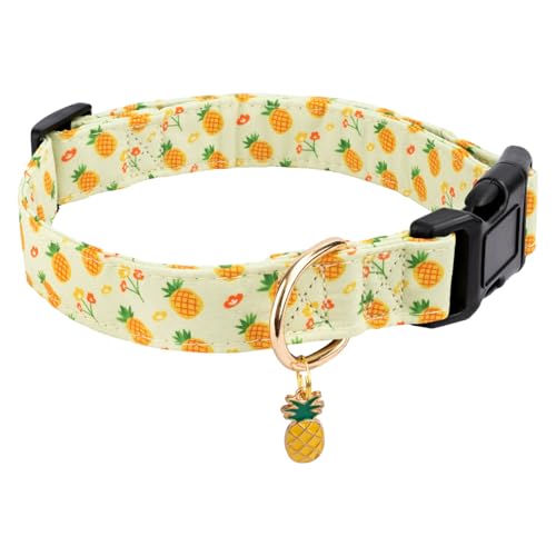 Gelwoo Hundehalsband aus Baumwolle, weiches und niedliches Welpenhalsband mit Ananas-Muster, für Mädchen, Hündinnen, Jungen, Hunde, verstellbare Schnalle, Haustierhalsband für kleine, mittelgroße und Gelwoo Hundehalsband aus Baumwolle, weiches und niedliches Welpenhalsband mit Ananas-Muster, für Mädchen, Hündinnen, Jungen, Hunde, verstellbare Schnalle, Haustierhalsband für kleine, mittelgroße und von Gelwoo