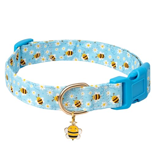 Gelwoo Hundehalsband mit Schnalle, verstellbar, für süße Mädchen, weibliche und Jungen, besonders weich und ausgefallen, mit Bienen-Design für kleine, mittelgroße und große Hunde (S, Blau-Biene) Gelwoo Hundehalsband mit Schnalle, verstellbar, für süße Mädchen, weibliche und Jungen, besonders weich und ausgefallen, mit Bienen-Design für kleine, mittelgroße und große Hunde (S, Blau-Biene) von Gelwoo