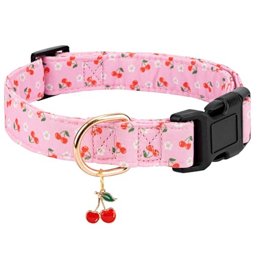 Gelwoo Personalisiertes Hundehalsband, verstellbares Welpenhalsband mit Sicherheitsschnalle für kleine, mittelgroße und große Hunde, niedliches und einzigartiges rosa Kirschmuster, Haustierhalsband Gelwoo Personalisiertes Hundehalsband, verstellbares Welpenhalsband mit Sicherheitsschnalle für kleine, mittelgroße und große Hunde, niedliches und einzigartiges rosa Kirschmuster, Haustierhalsband von Gelwoo