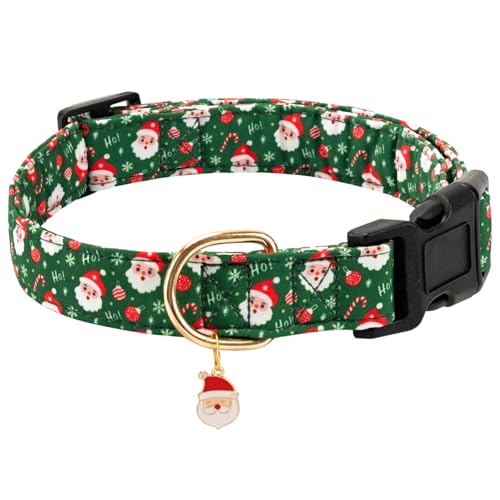 Gelwoo Weihnachts-Hundehalsband mit Schnalle, verstellbar für Mädchen, Hündinnen, Jungen, besonders weich und ausgefallen, mit Weihnachtsmann-Design für kleine, mittelgroße und große Hunde (grüner Gelwoo Weihnachts-Hundehalsband mit Schnalle, verstellbar für Mädchen, Hündinnen, Jungen, besonders weich und ausgefallen, mit Weihnachtsmann-Design für kleine, mittelgroße und große Hunde (grüner von Gelwoo