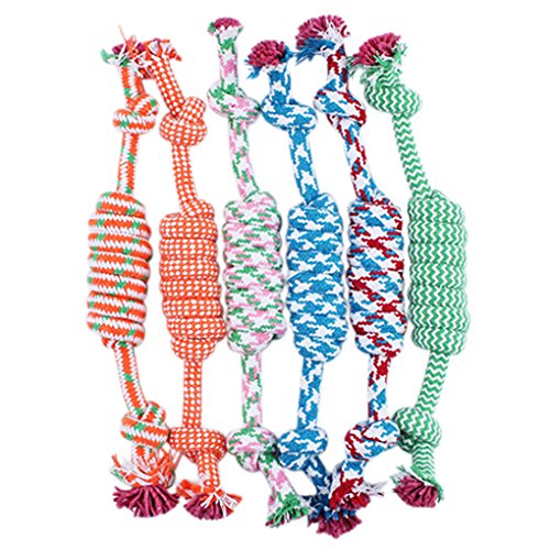 Gemini _ Mall® 1 Puppy Dog Pet Spielzeug Baumwolle geflochten Knochen kauen Seil Knoten zufällige Farbe von Gemini_mall