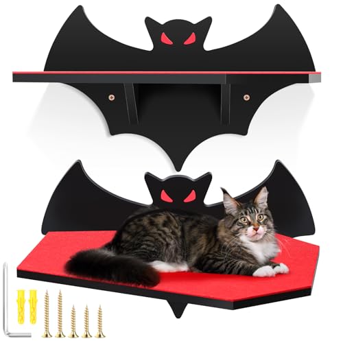 Gemscream Katzen-Wandhalterungsregale für den Innenbereich, Gothic-Fledermaus-Schweberegal mit Sargbett, Katzen-Wandbaum, belastbar bis zu 14 kg Gemscream Katzen-Wandhalterungsregale für den Innenbereich, Gothic-Fledermaus-Schweberegal mit Sargbett, Katzen-Wandbaum, belastbar bis zu 14 kg von Gemscream