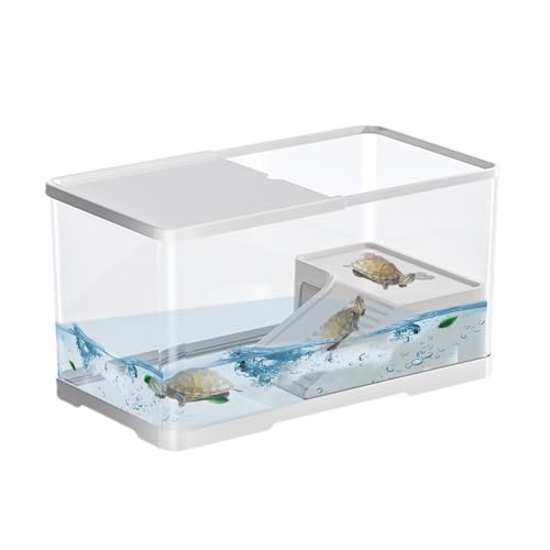 1 Set Mini-Schildkröten-Terrarium – kleines Reptilienbecken, Schildkrötenbecken aus Glas | Kleines Schildkrötenbecken-Starterset, Schildkrötenaquarium Terrapin Lake für Haustierschildkrötenreptilien von Generic