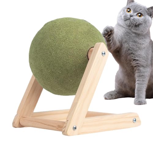 2 Stück Katzenminze-Ballspielzeug – Katzenminze-Bodenballspielzeug | Interaktives Katzenminze-Spielzeug, drehbare Katzenminze-Rollerball-Bodenhalterung, riesiger Katzenminze-Ball zum Katzen, 17,5 cm von Generic