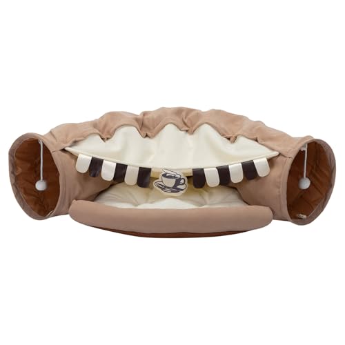 2-in-1 Katzentunnelbett Katzenspielzeug, waschbarer Faltbar Rascheltunnel Spieltunnel mit Ball und Kissenmatte, Winter-Haustierbedarf 2-in-1 Katzentunnelbett Katzenspielzeug, waschbarer Faltbar Rascheltunnel Spieltunnel mit Ball und Kissenmatte, Winter-Haustierbedarf von Generic