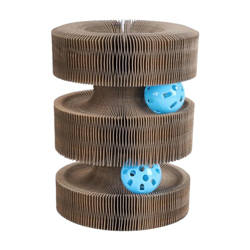 2-in-1 Magic Organ Katzen Kratzbretter, Zusammenklappbares interaktives Katzenspielzeug mit Glockenball, Der Katzen kratzpappe für den Drinnen und draußen geeignet cat Katzen kratzpappe (B) von Generic