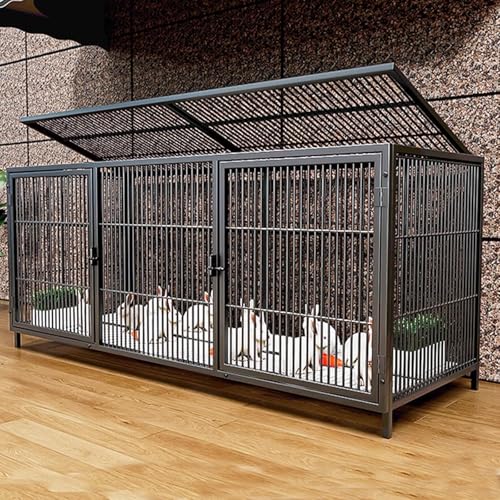2CM Gap Geräumiger Kaninchenstall Mit Großem Dachfenster, Hühnerstall Für Innen/Außen Mit Gitterfußmatte Für Kleine Tiere Und Geflügel(Black,147 * 50 * 60cm) von Generic
