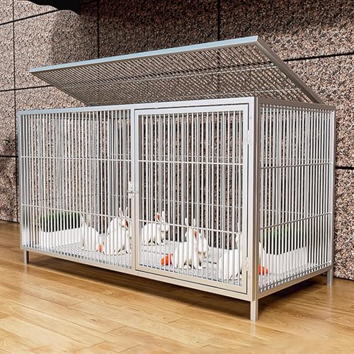 2CM Gap Geräumiger Kaninchenstall Mit Großem Dachfenster, Hühnerstall Für Innen/Außen Mit Gitterfußmatte Für Kleine Tiere Und Geflügel(Silver,100 * 50 * 60cm) von Generic