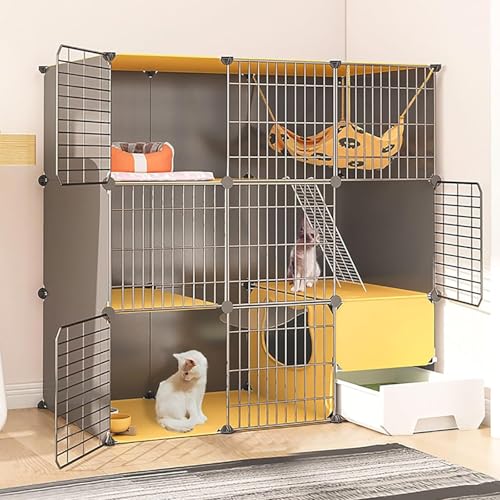3/4/5 Stöckiger Katzenkäfige für Den Innenbereich, DIY Katzengehege mit Geschlossener Katzentoilette, Groß Katzengehege für Den Innenbereich, für 1-2 Katzen(111x49x111cm/43.7x19.2x43.7in) von Generic