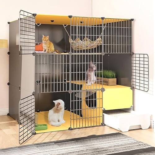 3/4/5 Stöckiger Katzenkäfige für Den Innenbereich, DIY Katzengehege mit Geschlossener Katzentoilette, Groß Katzengehege für Den Innenbereich, für 1-2 Katzen(111x95x111cm/43.7x37.4x43.7in) von Generic
