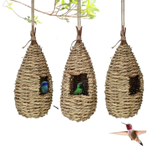 3-Teiliges Kolibri-Haus, Handgewebtes Nest Zum AufhäNgen, VogelhäUschen AußErhalb Der GrashüTte, Schlaftasche, FüR Garten, Terrasse, Rasen, Innenbereich, Heimdekoration 3-Teiliges Kolibri-Haus, Handgewebtes Nest Zum AufhäNgen, VogelhäUschen AußErhalb Der GrashüTte, Schlaftasche, FüR Garten, Terrasse, Rasen, Innenbereich, Heimdekoration von Generic