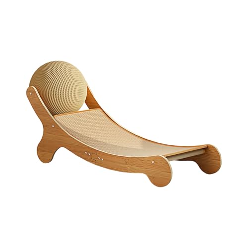 3-in-1 Kratzbrett & Katzenbett, Katzenliege mit Spielzeugbällen, katzenkratzbretter Kratzmatte aus Leinen mit Holzständer, langlebig & wiederwendbar, kratzpappe für Katzen, ohne Abrieb (73x32x33.5 cm) von Generic